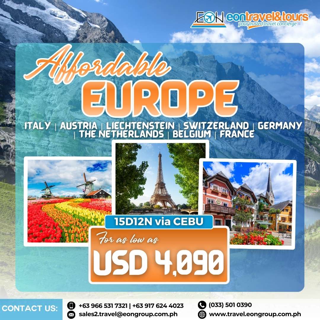 AFFORDABLE EUROPE VIA CEBU (ITALY | AUSTRIA | LIECHTENSTEIN | SWITZERLAND | GERMANY | THE NETHERLANDS | BELGIUM | FRANCE)